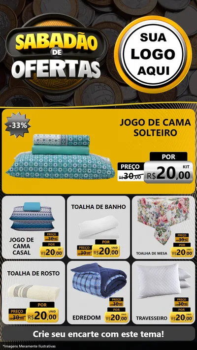 Modelo de Rede Social para Stories com o tema Sabadão de Ofertas para Cama, Mesa e Banho