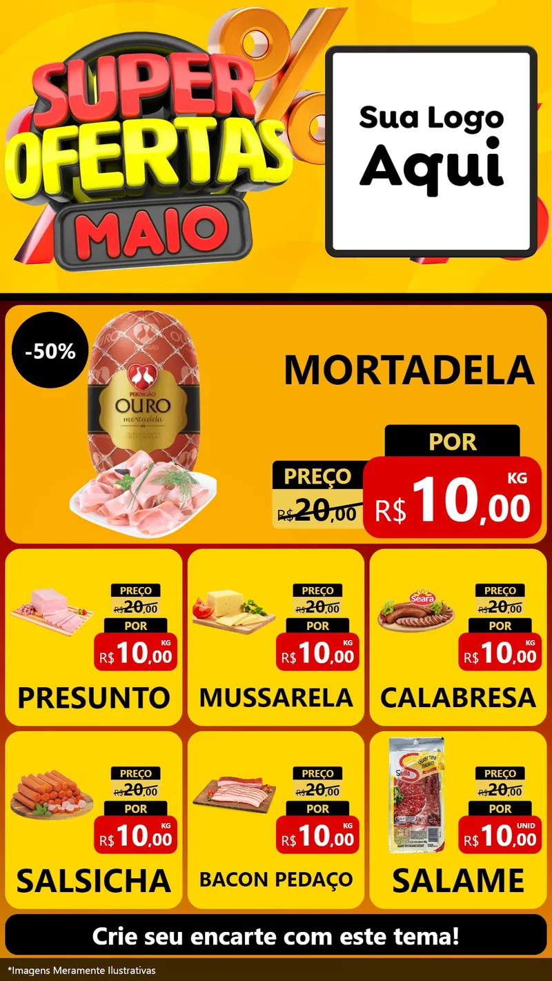 Modelo de Rede Social para Stories com o tema Super Ofertas Maio para Frios e Laticínios
