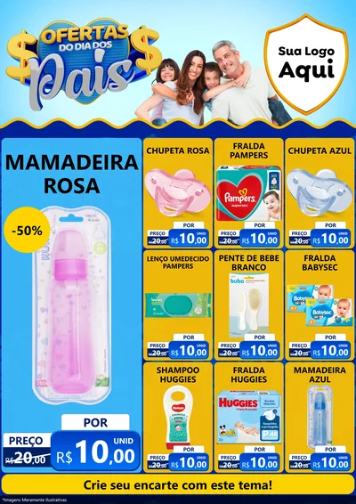 Modelo de Encarte para Encarte A4 Vertical com o tema Ofertas do Dia dos Pais para Bebês