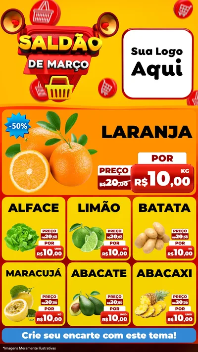 Modelo de Rede Social para Stories com o tema Saldão de Março para Hortifrúti