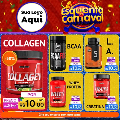 Modelo de Rede Social para Feed Facebook com o tema Esquenta de Carnaval para Suplementos alimentares