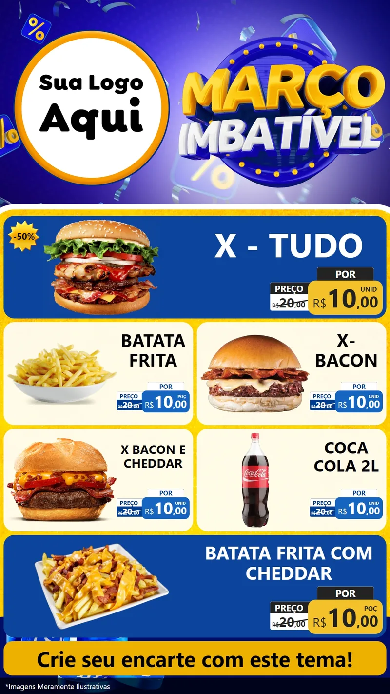 Modelo de TV para TV Vertical com o tema Março Imbatível para Hamburgueria
