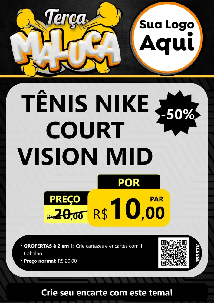 Modelo de Cartaz para Cartaz A4 Vertical com o tema Terça Maluca para Calçados