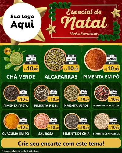 Modelo de Rede Social para Feed Instagram com o tema Especial de Natal para Produtos Naturais
