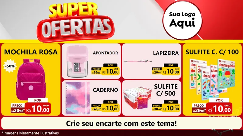 Modelo de TV para TV Horizontal com o tema Super Ofertas para Papelaria