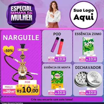 Modelo de Rede Social para Feed Facebook com o tema Especial Semana da Mulher para Tabacaria