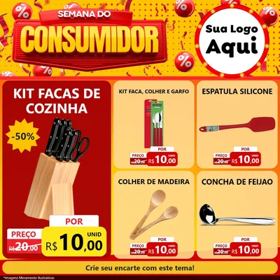 Modelo de Rede Social para Feed Facebook com o tema Semana do Consumidor para Utilidades Domésticas