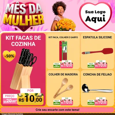 Modelo de Rede Social para Feed Facebook com o tema Mês da Mulher para Utilidades Domésticas