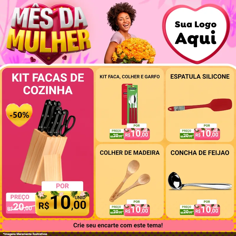 Modelo de Rede Social para Feed Facebook com o tema Mês da Mulher para Utilidades Domésticas
