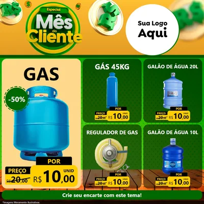 Modelo de Rede Social para Feed Facebook com o tema Especial Mês do Cliente para Água e gás