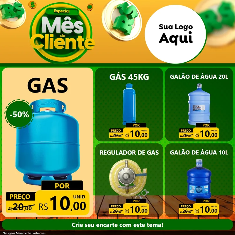 Modelo de Rede Social para Feed Facebook com o tema Especial Mês do Cliente para Água e gás