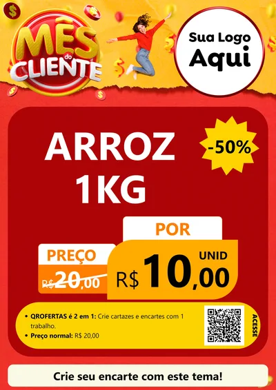 Modelo de Cartaz para Cartaz A4 Vertical com o tema Mês do Cliente para Supermercado