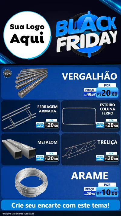 Modelo de TV para TV Vertical com o tema Black Friday para Ferragens