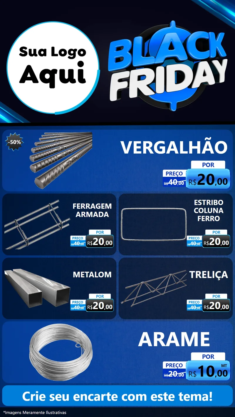 Modelo de TV para TV Vertical com o tema Black Friday para Ferragens