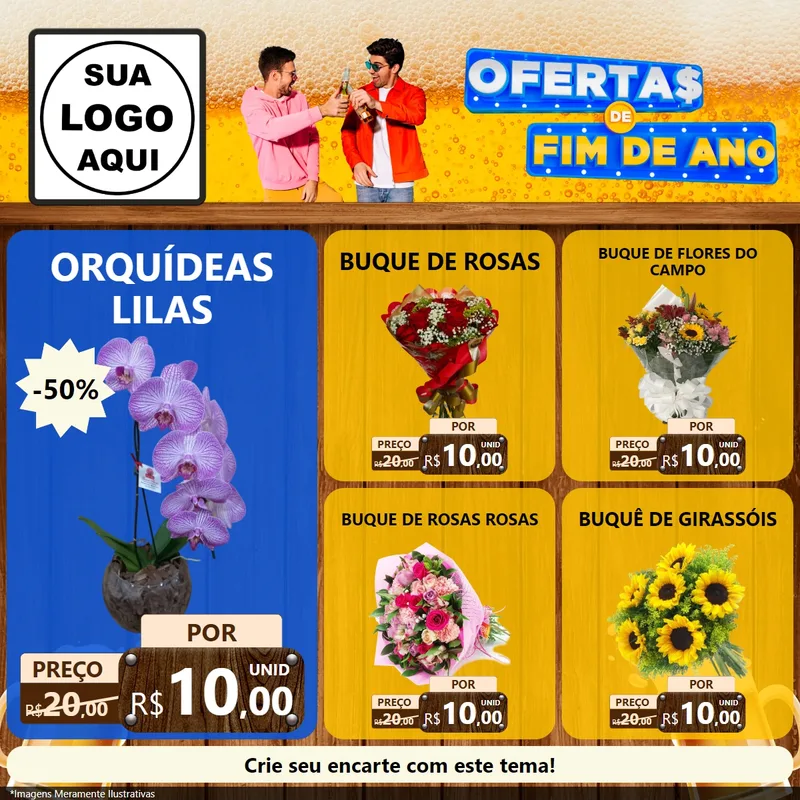 Modelo de Rede Social para Feed Facebook com o tema Ofertas de Fim de Ano para Floricultura e jardim