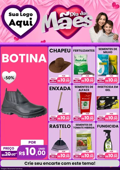 Modelo de Encarte para Encarte A4 Vertical com o tema Dia das Mães para Agropecuária