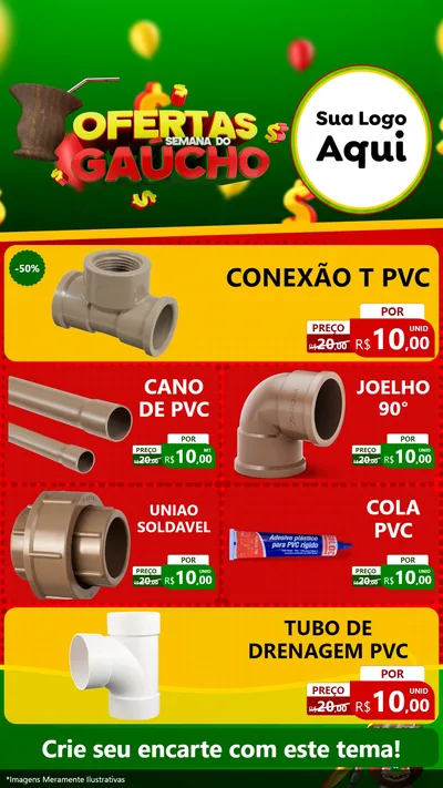 Modelo de TV para TV Vertical com o tema Ofertas Semana Do Gaúcho para Tubos e conexões