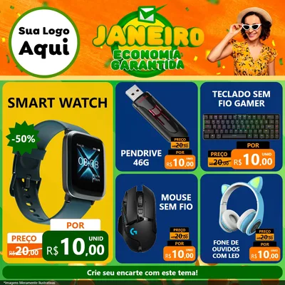 Modelo de Rede Social para Feed Facebook com o tema Janeiro - Economia Garantida para Informática