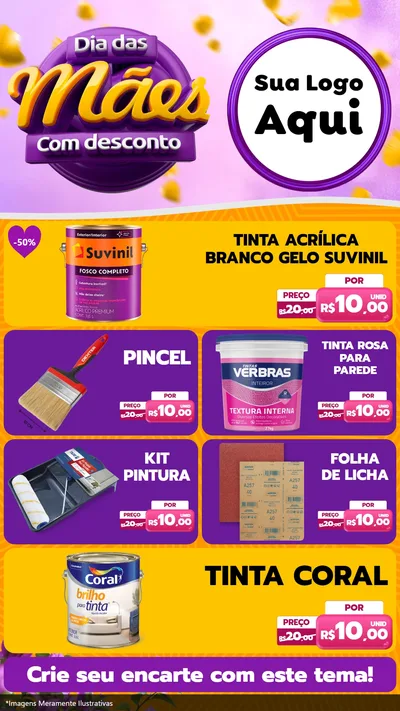 Modelo de TV para TV Vertical com o tema Dia das Mães com Desconto para Tintas e Ferramentas