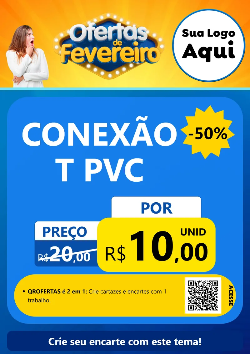 Modelo de Cartaz para Cartaz A4 Vertical com o tema Ofertas de Fevereiro para Tubos e conexões