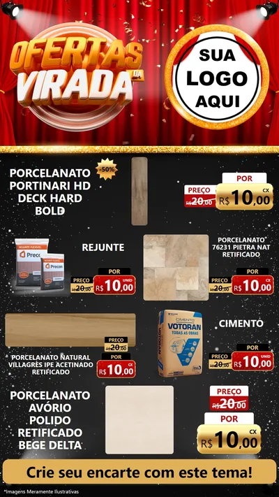 Modelo de TV para TV Vertical com o tema Ofertas da Virada para Pisos e revestimentos