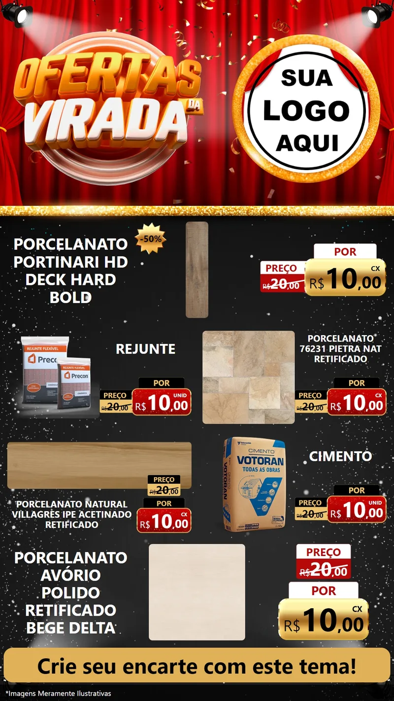 Modelo de TV para TV Vertical com o tema Ofertas da Virada para Pisos e revestimentos