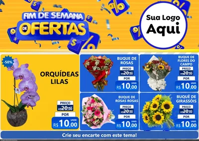 Modelo de Encarte para Encarte A4 Horizontal com o tema Fim de Semana de Ofertas para Floricultura e jardim