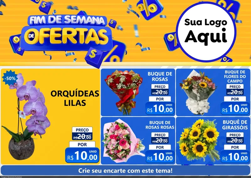 Modelo de Encarte para Encarte A4 Horizontal com o tema Fim de Semana de Ofertas para Floricultura e jardim