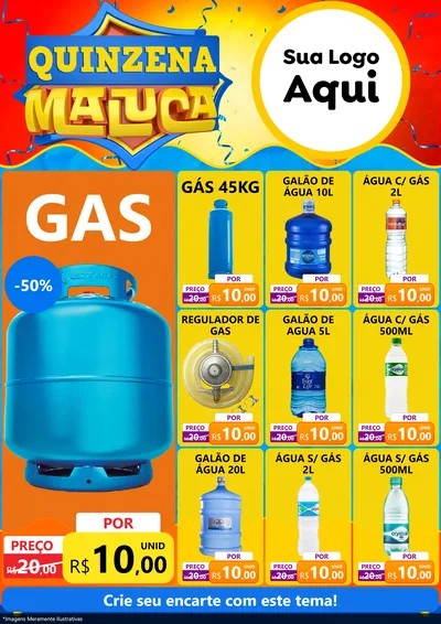 Modelo de Encarte para Encarte A4 Vertical com o tema Quinzena Maluca para Água e gás