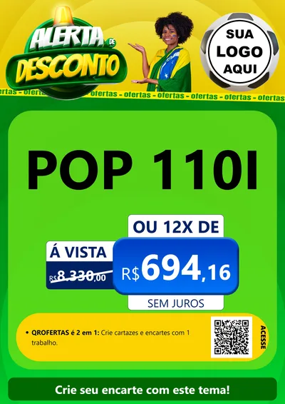 Modelo de Cartaz para Cartaz A4 Vertical com o tema Alerta de Desconto para Concessionaria de Motos