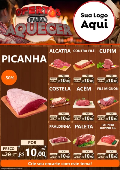 Modelo de Encarte para Encarte A4 Vertical com o tema Ofertas Para Aquecer para Açougue