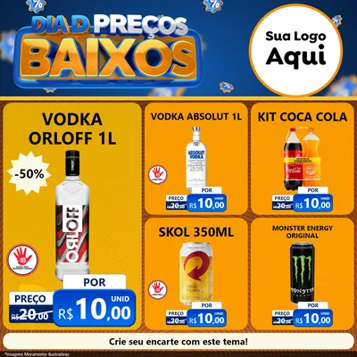 Modelo de Rede Social para Feed Facebook com o tema Dia D Preço Baixo para Distribuidora de bebidas