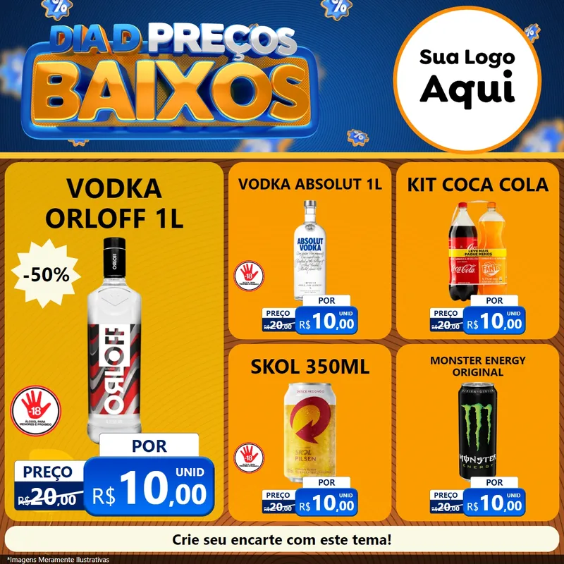 Modelo de Rede Social para Feed Facebook com o tema Dia D Preço Baixo para Distribuidora de bebidas