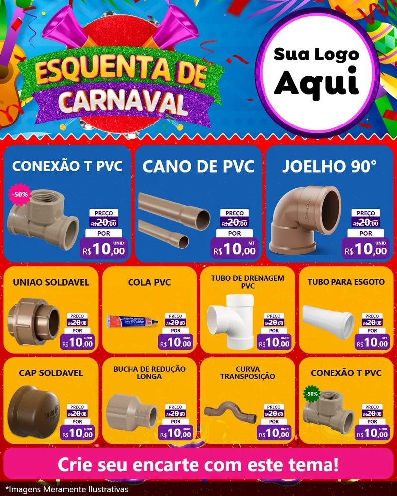 Modelo de Rede Social para Feed Instagram com o tema Esquenta de Carnaval para Tubos e conexões