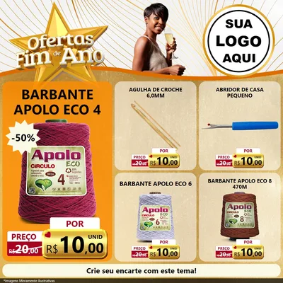Modelo de Rede Social para Feed Facebook com o tema Ofertas Fim de Ano para Armarinho e Aviamentos