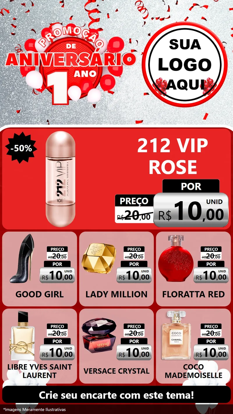 Modelo de Rede Social para Stories com o tema Promoção de Aniversário - 1 Ano para Perfumes