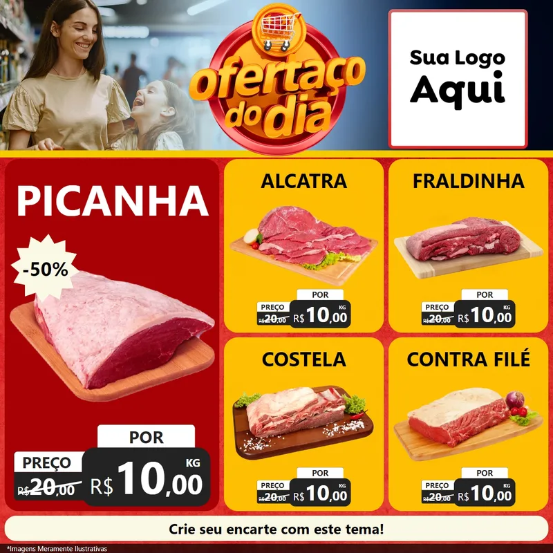 Modelo de Rede Social para Feed Facebook com o tema Ofertaço Do Dia para Açougue