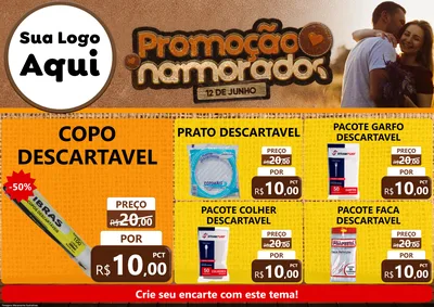 Modelo de Encarte para Encarte A4 Horizontal com o tema Promoção Namorados para Embalagens