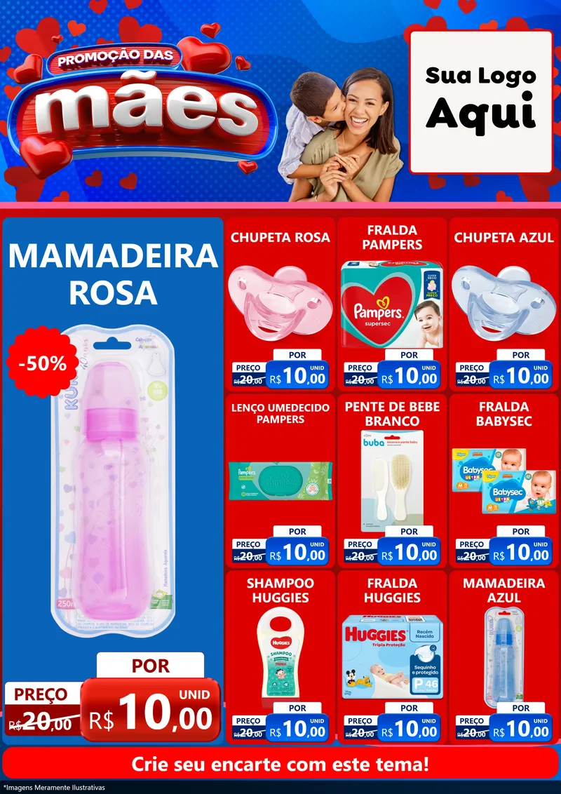 Modelo de Encarte para Encarte A4 Vertical com o tema Promoção das Mães para Bebês