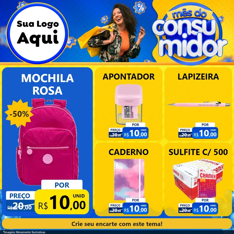 Modelo de Rede Social para Feed Facebook com o tema Mês do Consumidor para Papelaria