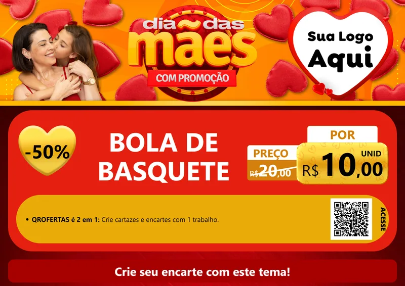 Modelo de Cartaz para Cartaz A4 Horizontal com o tema Dia das Mães com Promoção para Artigos Esportivos