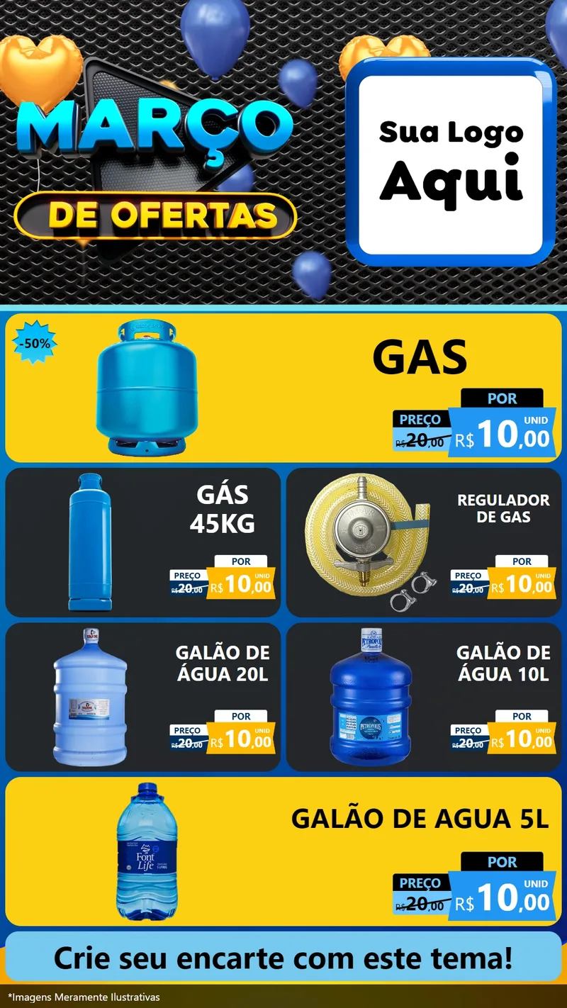 Modelo de TV para TV Vertical com o tema Março de Ofertas para Água e gás