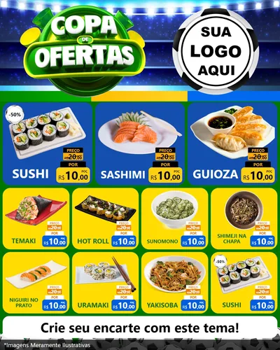Modelo de Rede Social para Feed Instagram com o tema Copa de Ofertas para Comida japonesa