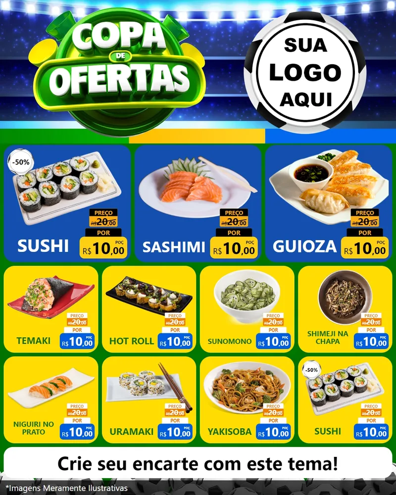 Modelo de Rede Social para Feed Instagram com o tema Copa de Ofertas para Comida japonesa