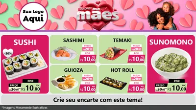 Modelo de TV para TV Horizontal com o tema Dia das Mães para Comida japonesa