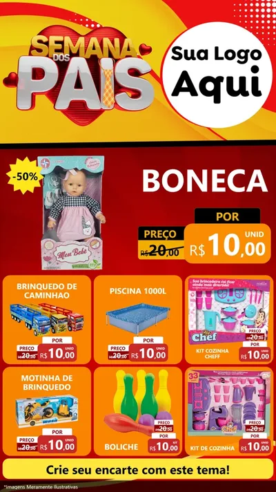 Modelo de Rede Social para Stories com o tema Semana Dos Pais para Brinquedos
