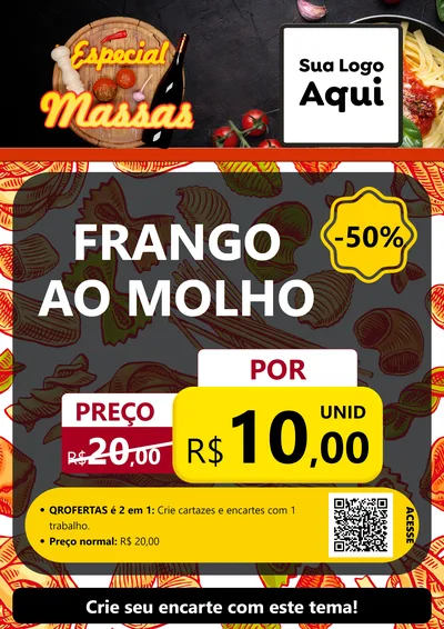 Modelo de Cartaz para Cartaz A4 Vertical com o tema Especial Massas para Restaurante