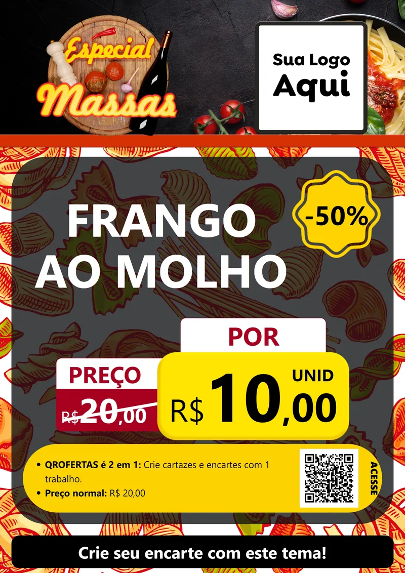 Modelo de Cartaz para Cartaz A4 Vertical com o tema Especial Massas para Restaurante