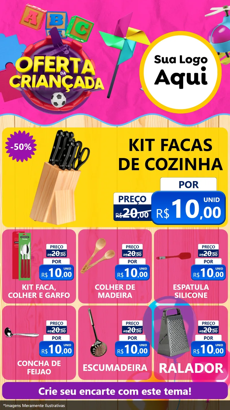 Modelo de Rede Social para Stories com o tema Oferta da Criançada para Utilidades Domésticas
