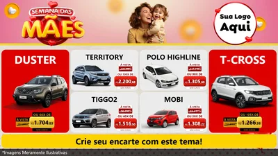 Modelo de TV para TV Horizontal com o tema Semana das Mães para Concessionaria de Carros